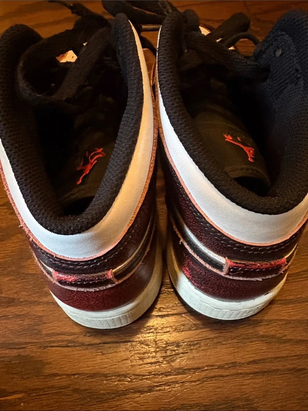 Jordan Kids Metallic Red, White & Black High-Top Sneakers